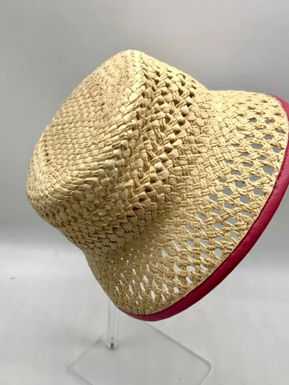 On 34th Medium Beige & Pink Crochet Bucket Hat